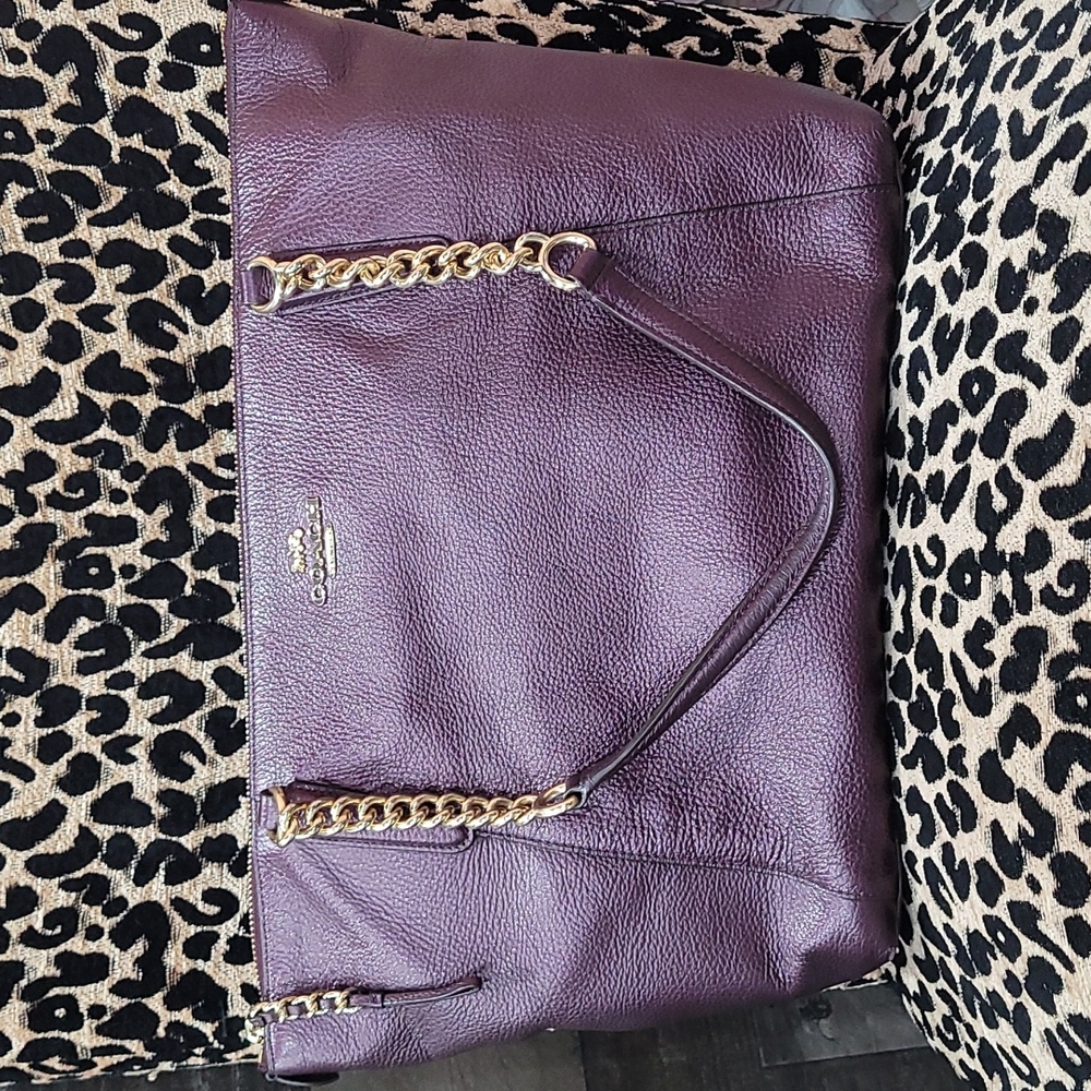 Plum Coach Tote bag with Gold accents